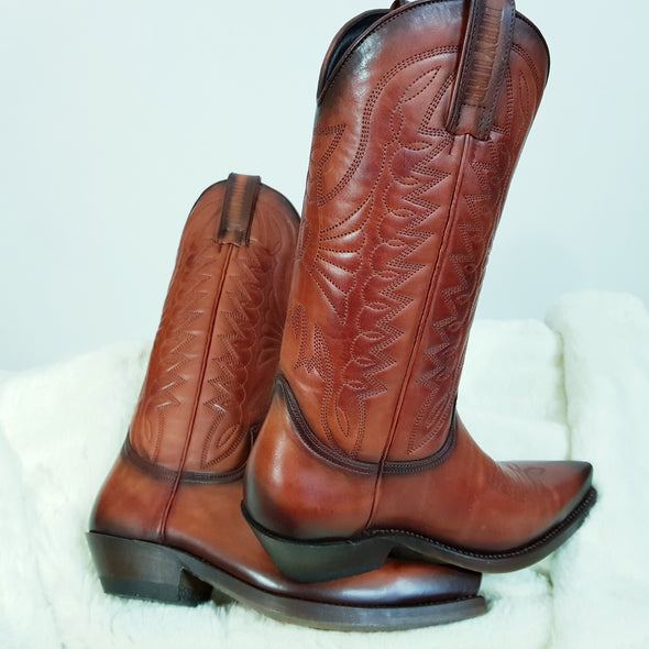 Environmentally friendly boots Cowboy for women and men in orange and brick