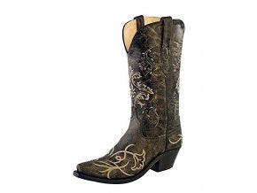 Boots Cowboy Women's Grey and White Flowers LF1587E