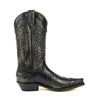 Men's and Women's Boots Cowboy (Texanas) Black and Silver 1927-C Milanelo Bone / Pull Oil Black (Mayura Boots)